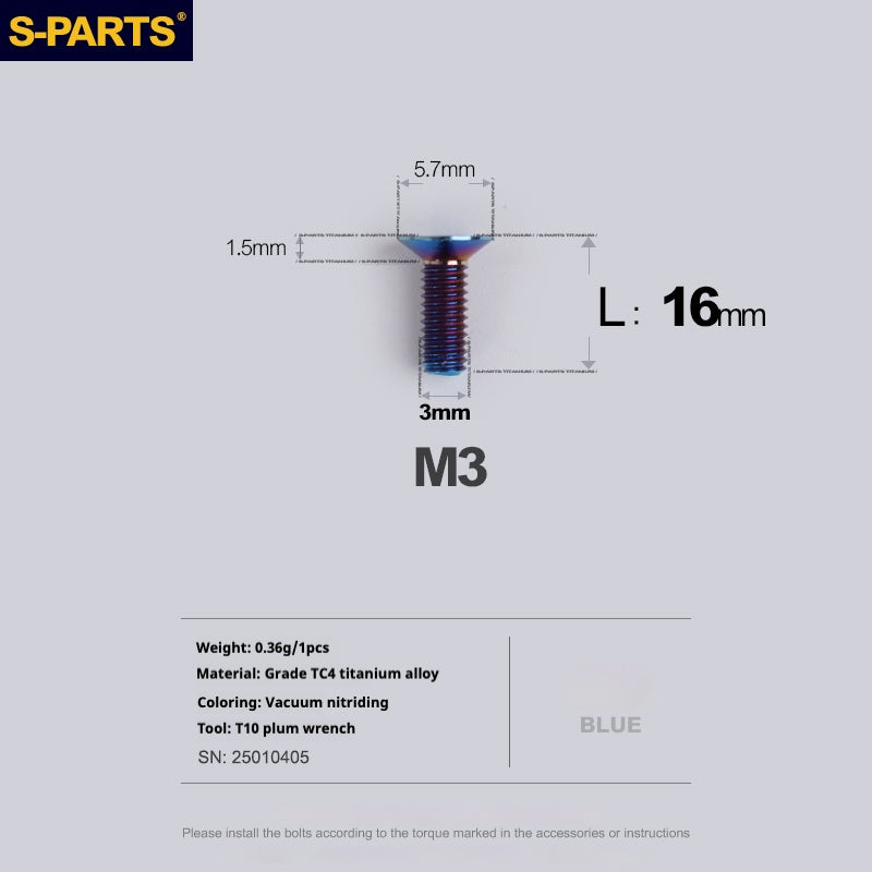 Viti in lega di titanio SPARTS serie svasata M3 L06-30mm