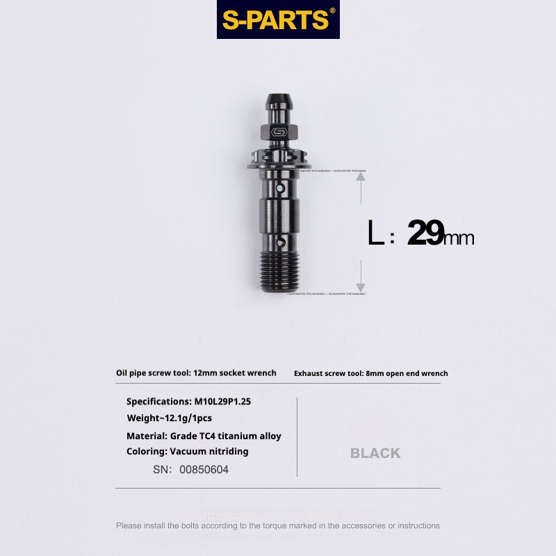 SPARTS Doppio bullone banjo in titanio M10 L29MM con kit di nipplo di spurgo