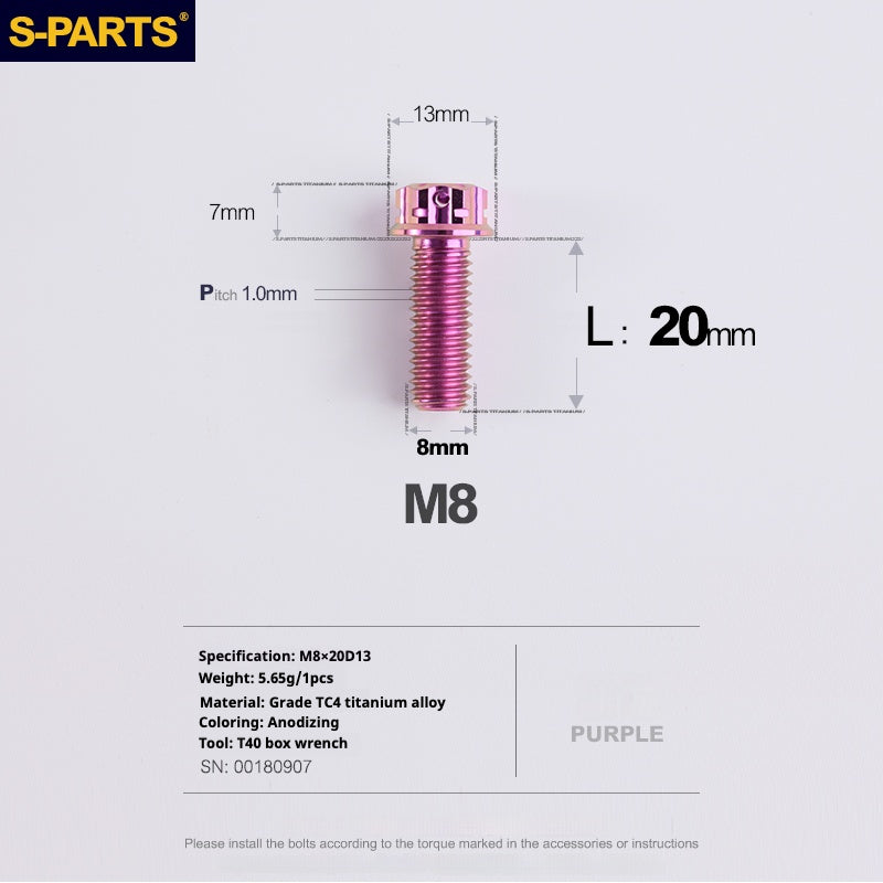 SPARTS Série A3 Parafusos de Titânio M8 L20mm P1.0 Rosca Fina para Motocicleta e Carro