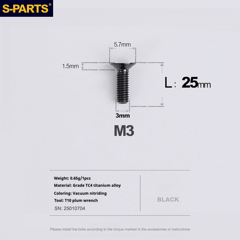 Viti in lega di titanio SPARTS serie svasata M3 L06-30mm