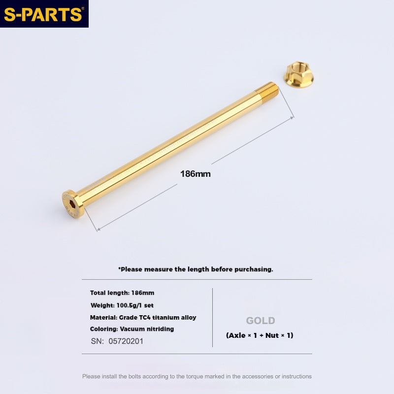 Asse ruota posteriore in lega di titanio Sur-Ron Light Bee S-PARTS e dado abbinato