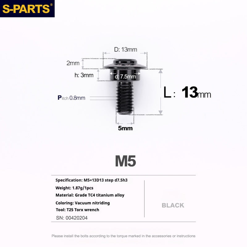 SPARTS A3 Umbrella Head Step Series M5 Viti in titanio nero per motociclette e auto