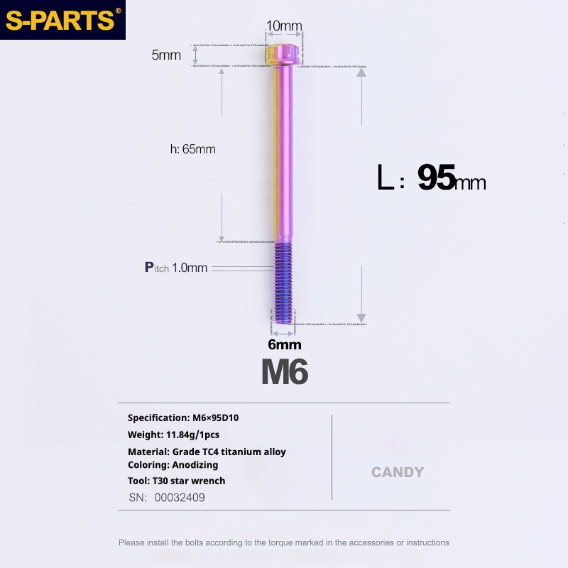 SPARTS A3 Series M6 L08-120mm Viti in titanio color caramella per motociclette e auto