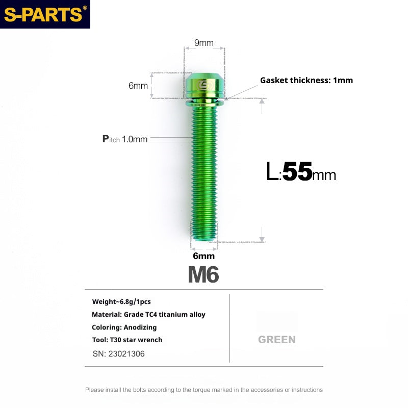 SPARTS A2 Series M6 L10-55mm Titanium Screws