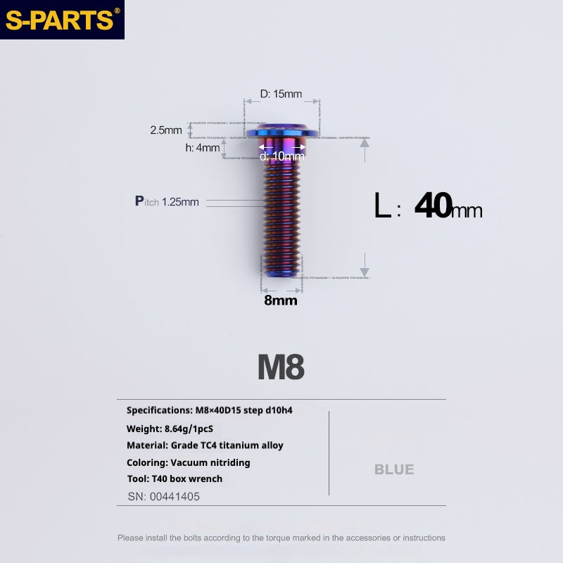 SPARTS A3 Umbrella Head Step Series M8 Viti in titanio blu per motociclette e auto