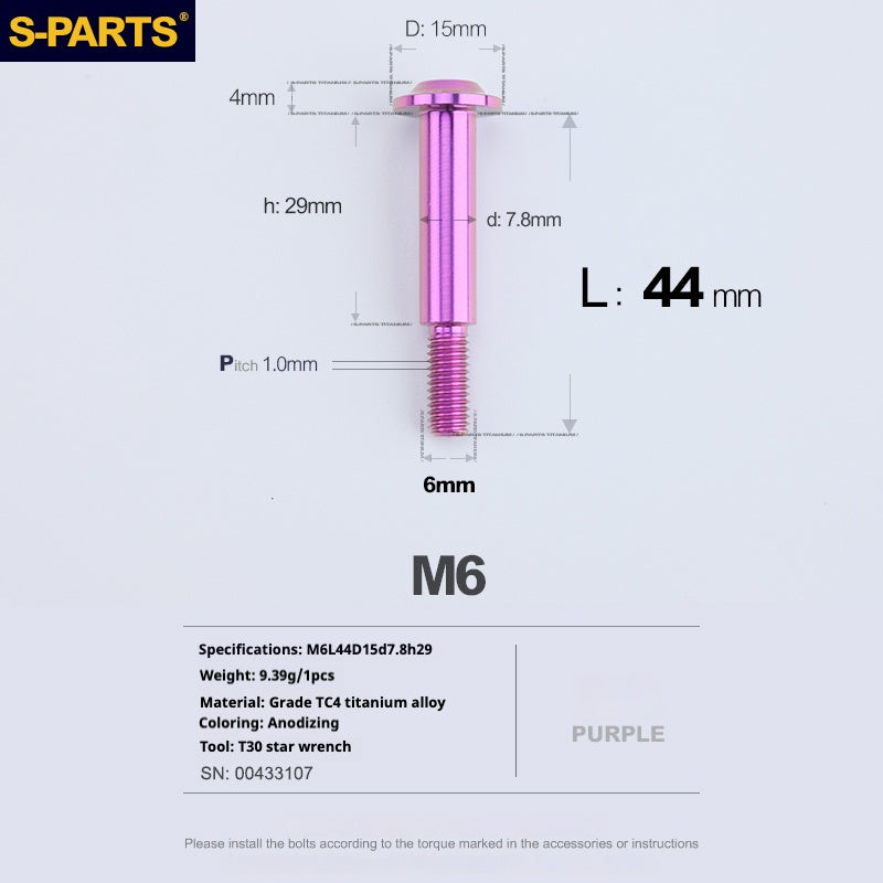 Viss SPART A3 Tête Parapluie Série Step M6 Titane Violet Moto Auto