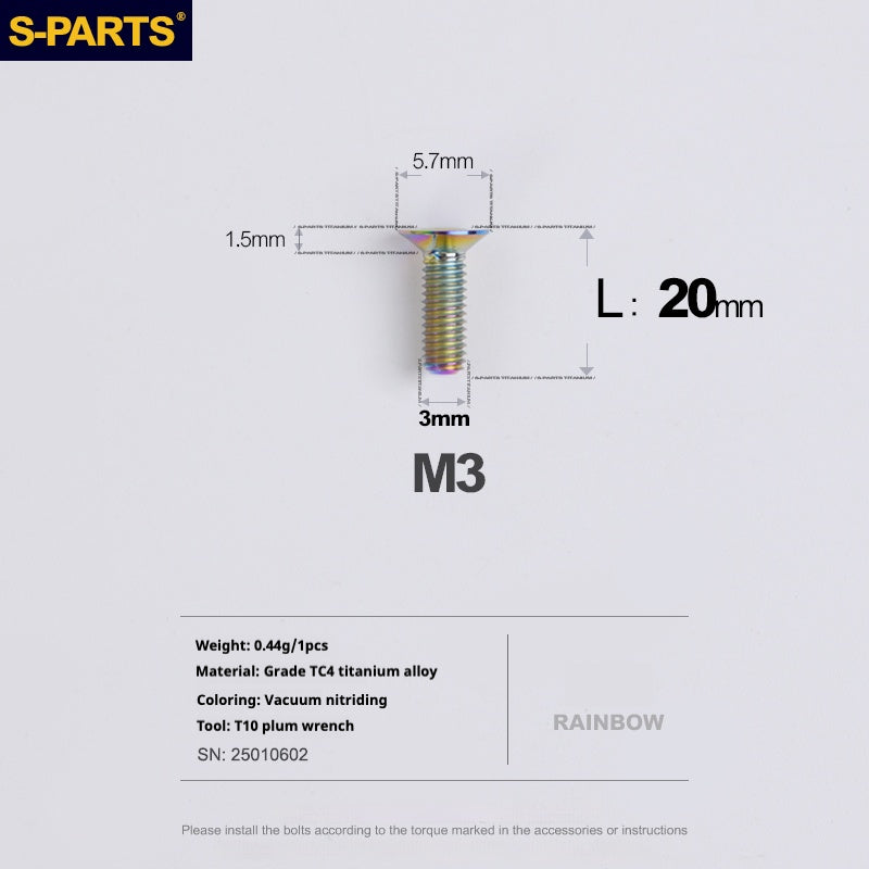 Viti in lega di titanio SPARTS serie svasata M3 L06-30mm