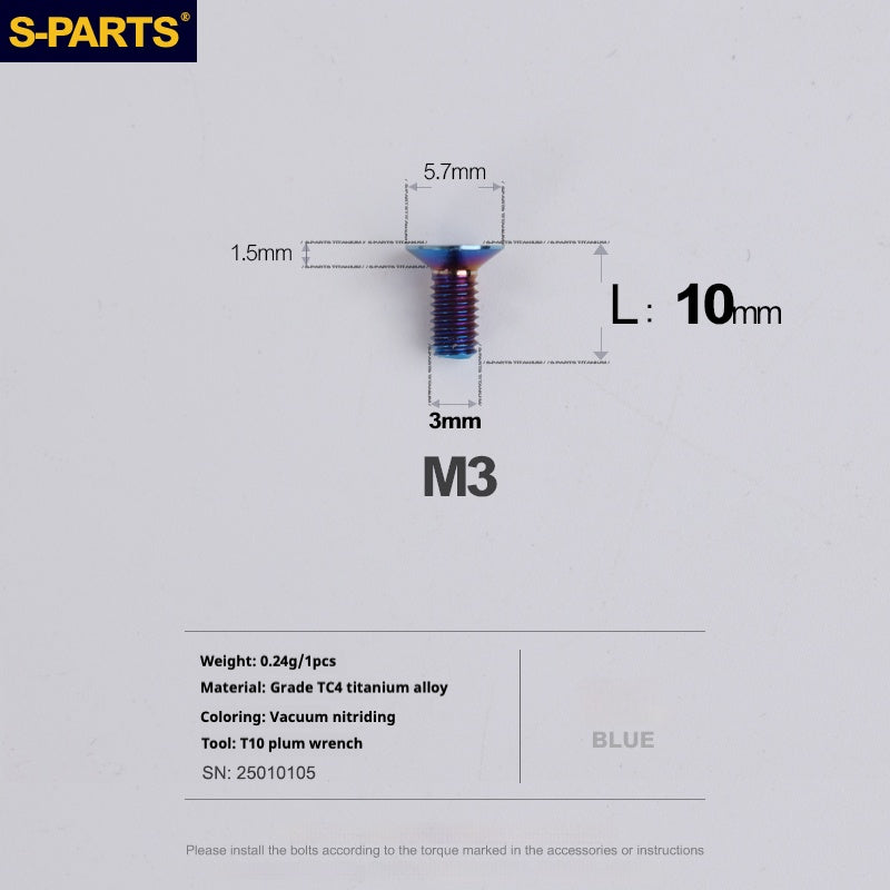 Viti in lega di titanio SPARTS serie svasata M3 L06-30mm