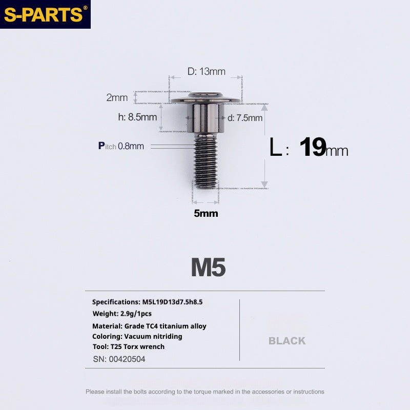 SPARTS A3 Umbrella Head Step Series M5 Viti in titanio nero per motociclette e auto