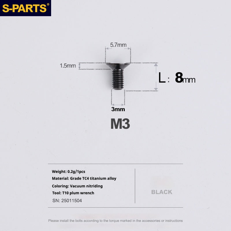 Viti in lega di titanio SPARTS serie svasata M3 L06-30mm