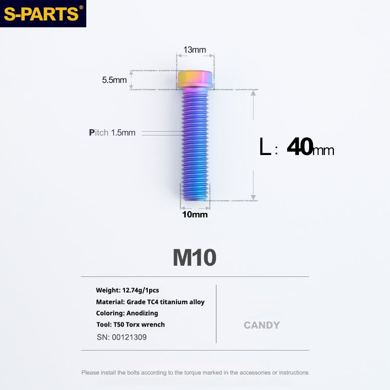 SPARTS A3 Serie M10 L20-60mm D13 P1.5-P1.25Titanio Viti Moto Auto
