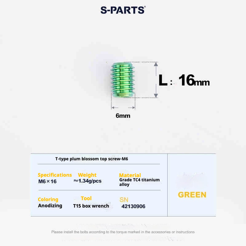 SPARTS Outil de Plombier en T T15 Fil supérieur plat M6 L08-10-12-16 Vis en titane