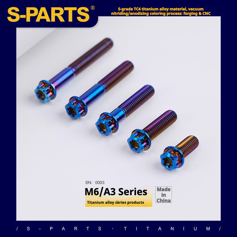 SPARTS Série A3 M6 L08-120 mm Vis en titane bleu pour moto et auto