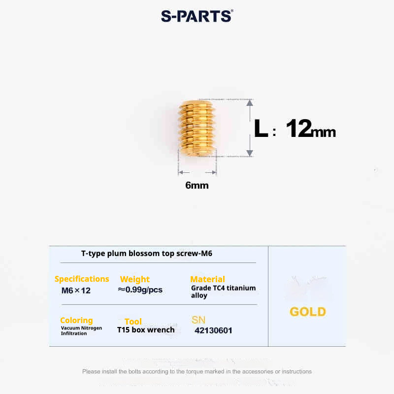 SPARTS Outil de Plombier en T T15 Fil supérieur plat M6 L08-10-12-16 Vis en titane