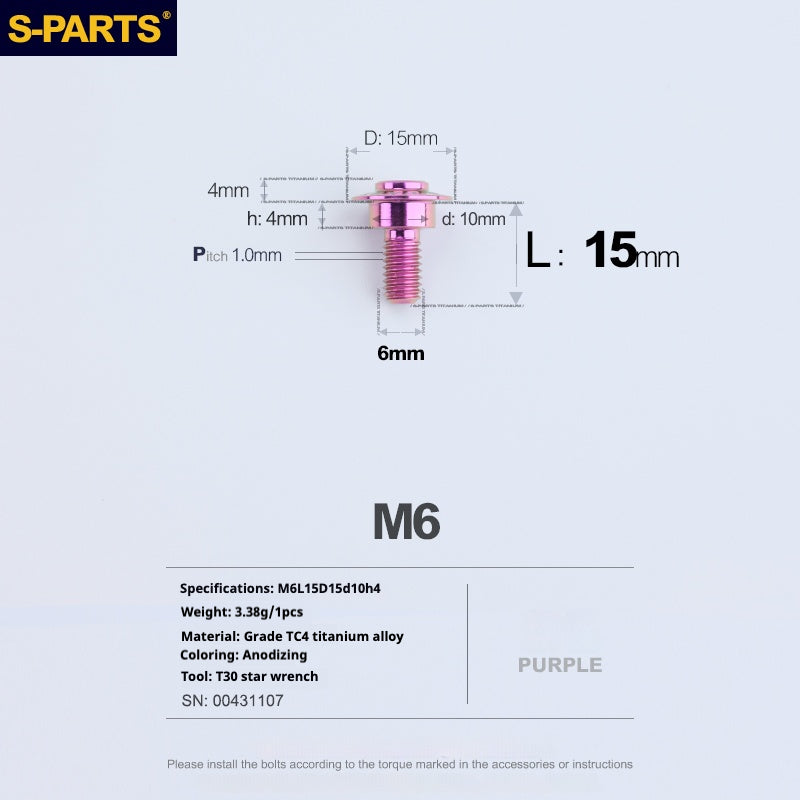 Viss SPART A3 Tête Parapluie Série Step M6 Titane Violet Moto Auto