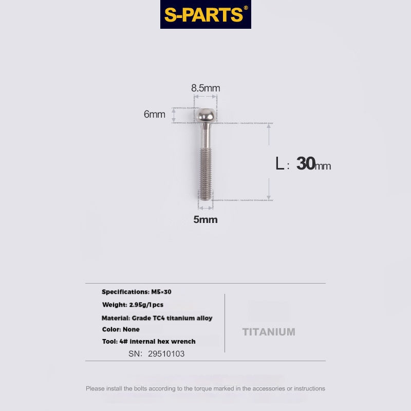 S-PARTS Parafusos de Titânio M5 x 30/35/40/47mm & Porca Cilíndrica & Arruela para Canote de Selim de Bicicleta
