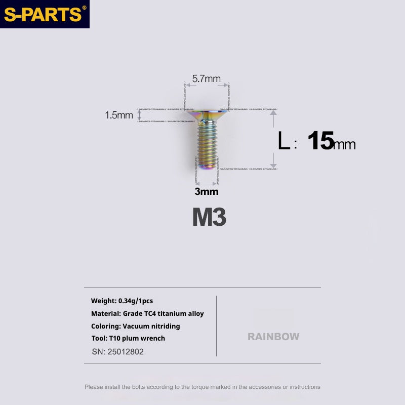 Viti in lega di titanio SPARTS serie svasata M3 L06-30mm