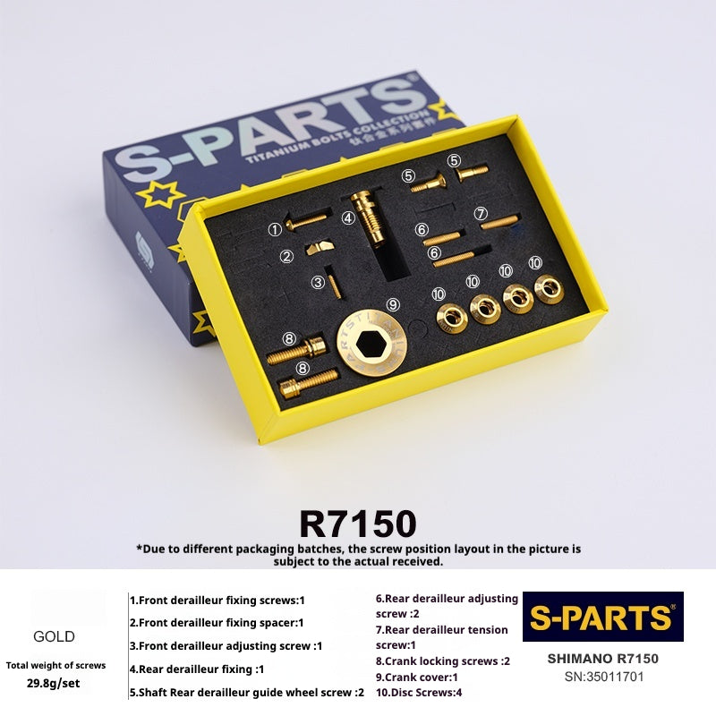 Set di viti di trasmissione del cambio in titanio S-PARTS per la serie stradale Shimano R7150