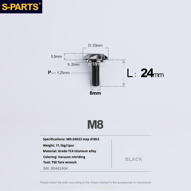 SPARTS A3 Umbrella Head Step Series M8 Viti in titanio nero per motociclette e auto