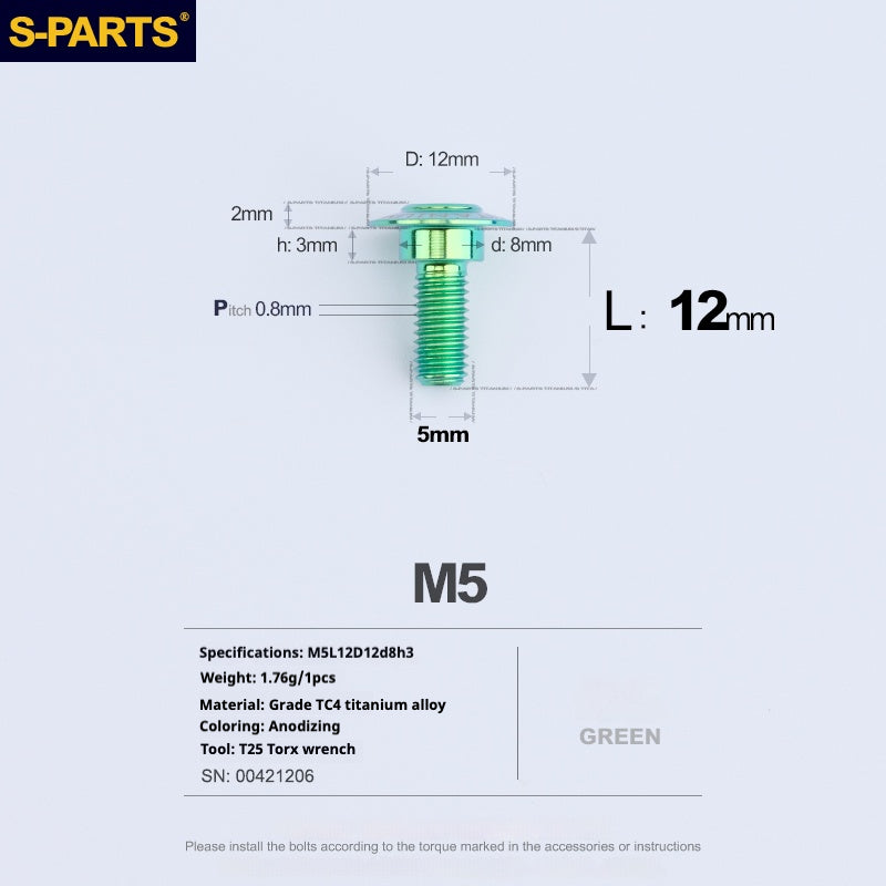 SPARTS A3 Umbrella Head Step Series M5 Viti in titanio verde per motociclette e auto