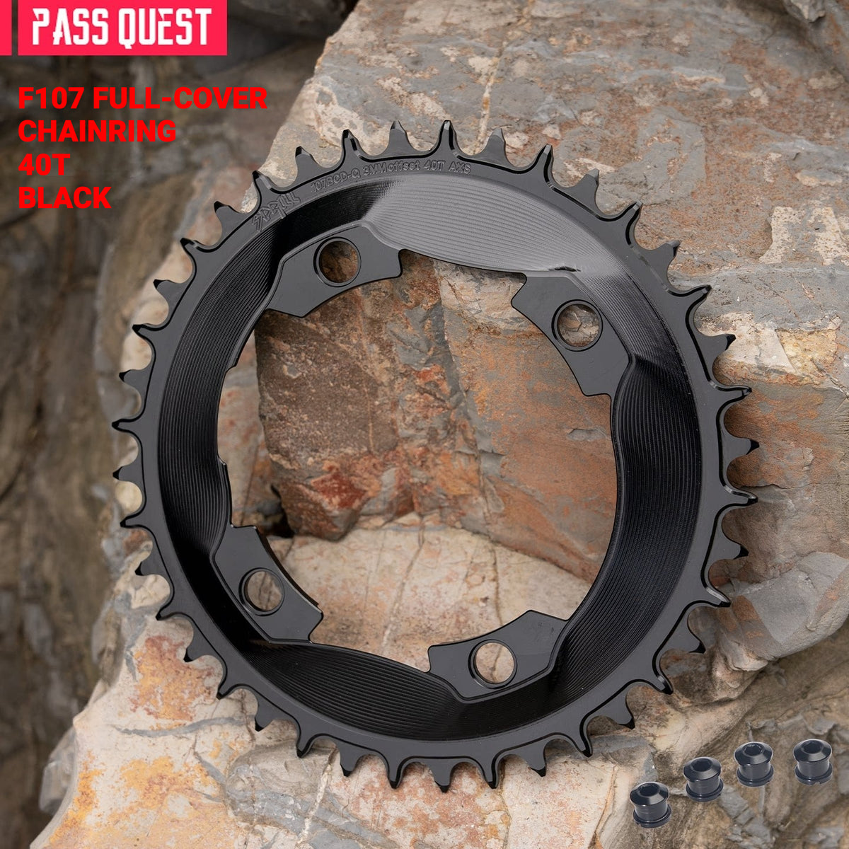 PASS QUEST 107 BCD Narrow-Wide Aero Chainring for Quarq D1 Power Meter | SRAM AXS 12-Speed | 40T–60T