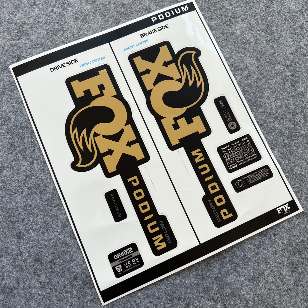 Custom Decal Kit for 2026 FOX PODIUM FACTORY Fork | High-Quality Inverted MTB Fork Stickers