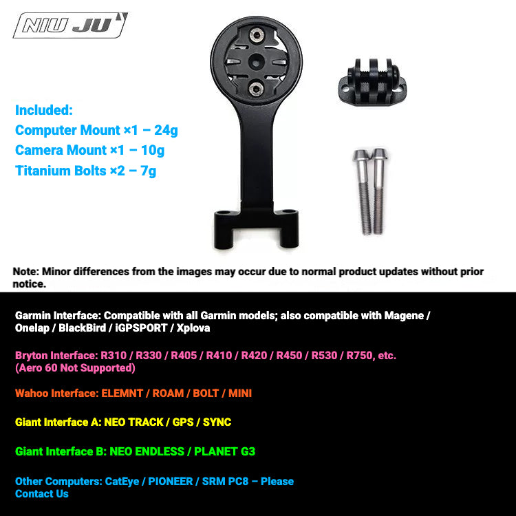 NIUJU CNC Aluminum Computer Mount for FSA SL-K OS-115 Stem | Garmin Wahoo