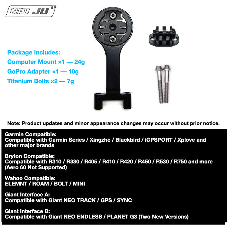 Support de compteur NIUJU pour potence Cannondale C3 THREE | Support ultra-léger pour Garmin, Wahoo et GoPro
