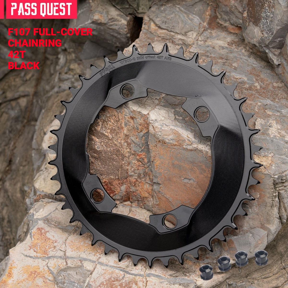 PASS QUEST 107 BCD Narrow-Wide Aero Chainring for Quarq D1 Power Meter | SRAM AXS 12-Speed | 40T–60T