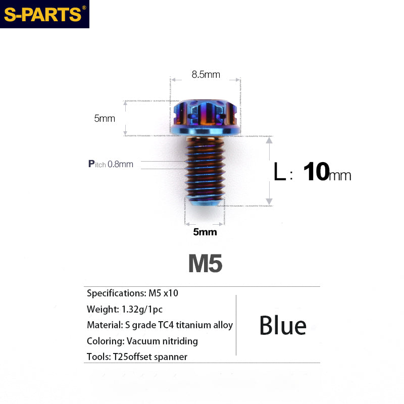 S-PARTS Série A3 Vis et Boulons Standard en Alliage de Titane M5 pour Motos et Voitures