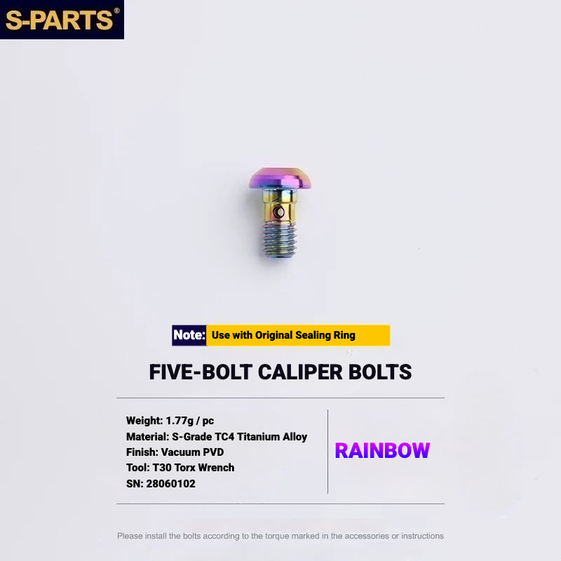 S-PARTS Shimano MTB Titanium Brake Hose Banjo Bolt | XTR XT SLX M7100 M8000 M8100 M8120 M9000 M9020 M9120
