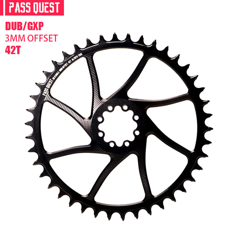 PASS QUEST 8-Bolt Direct Mount Narrow-Wide Chainring for SRAM RED DUB | 3mm Offset 40T–54T
