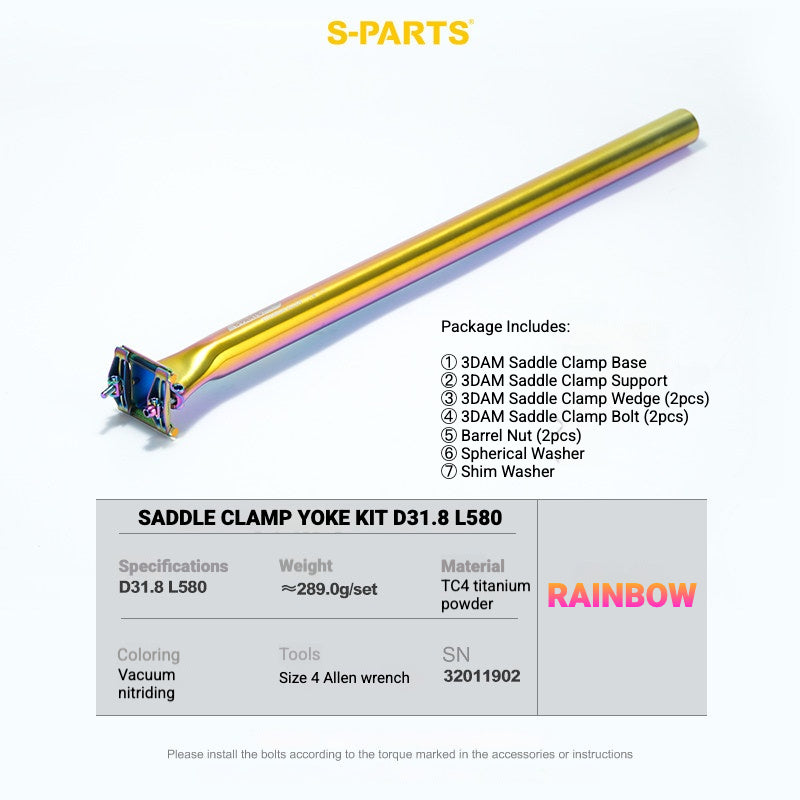 S-PARTS 3DAM Titanium Saddle Clamp Yoke Kit – Lightweight 3D Printed Titanium Upgrade