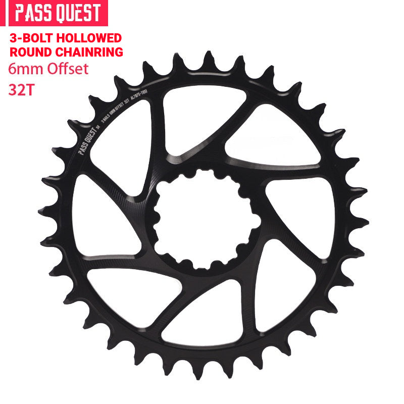 PASS QUEST DUB / GXP 3-Bolt Direct Mount Narrow-Wide MTB Chainring | 6mm Offset 28T–46T