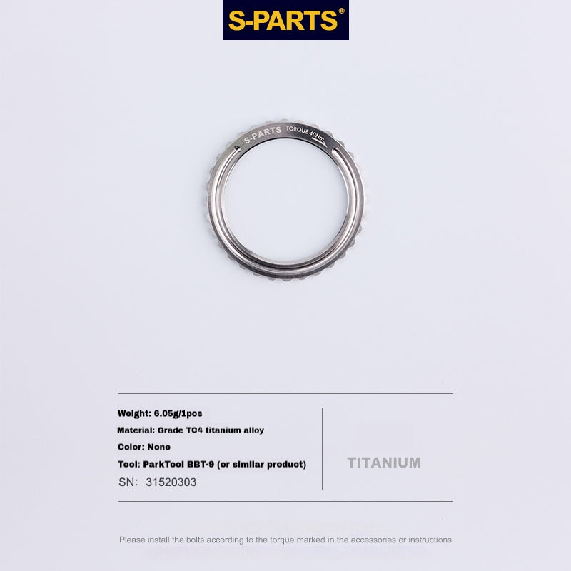 Anneau de verrouillage Centerlock en titane S-PARTS pour BORA Ultra WTO, Campagnolo Hyperon, Fulcrum Racing Zero Carbon et Shamal | Amélioration haut de gamme du moyeu de roue | 1 pce