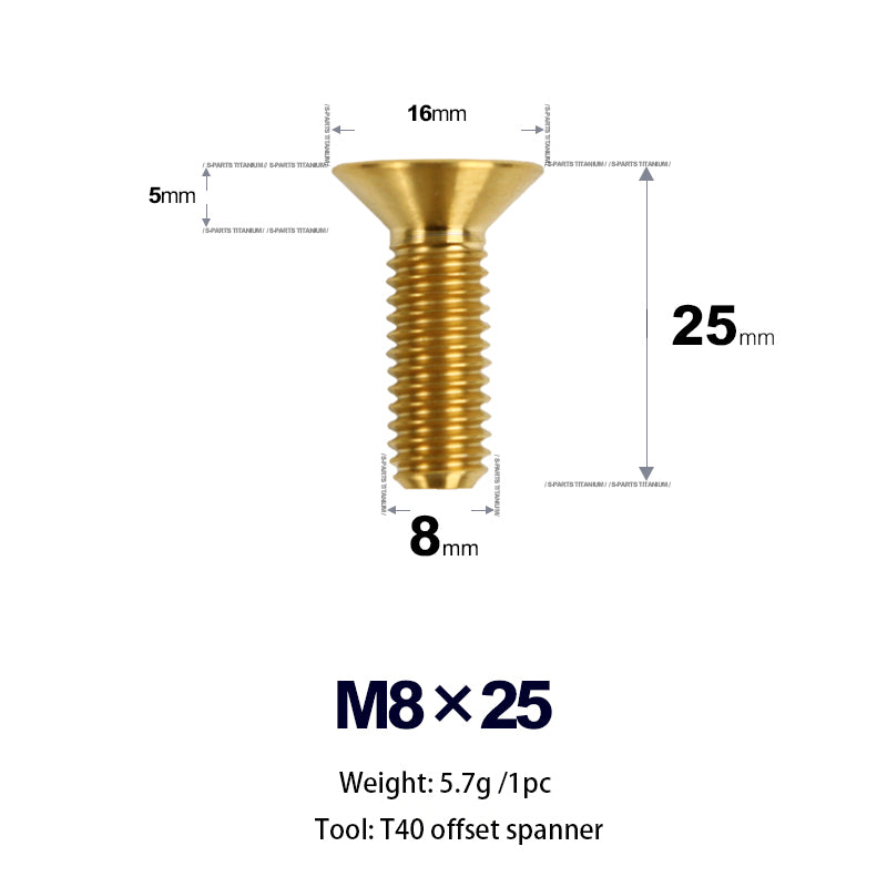 S-PARTS countersunk head screw M8*20/25 titanium alloy weight reduction bolt mountain road bike standard parts