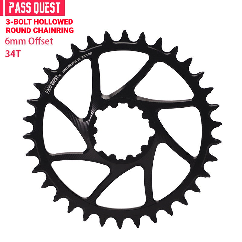 PASS QUEST DUB / GXP 3-Bolt Direct Mount Narrow-Wide MTB Chainring | 6mm Offset 28T–46T