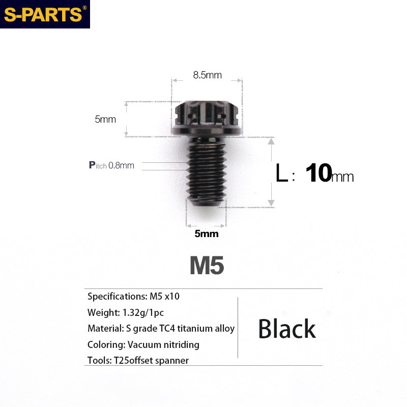 S-PARTS Série A3 Vis et Boulons Standard en Alliage de Titane M5 pour Motos et Voitures