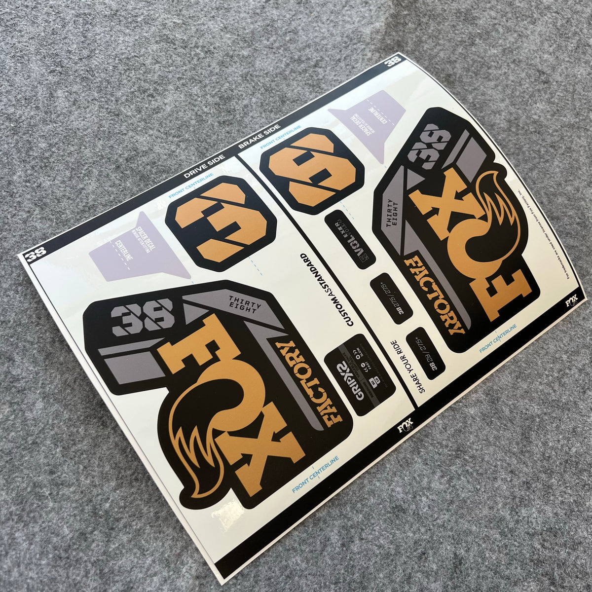 Custom Decal Kit for 2025 FOX 38 FACTORY Fork | Waterproof MTB Suspension Stickers | GRIP X2