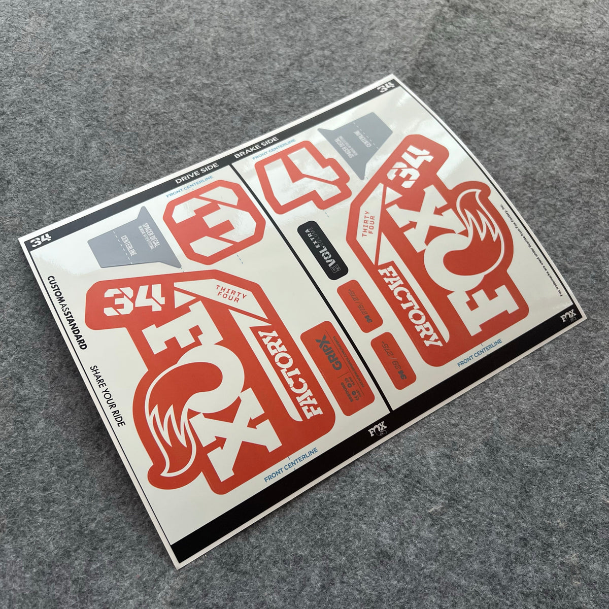 Custom Decal Kit for 2025 FOX 34 FACTORY Fork | Waterproof & Scratch-Resistant MTB Stickers | GRIP X