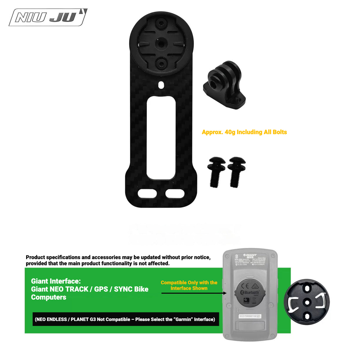NIUJU CNC Aluminum Computer Mount for 2021 JAVA J-AIR FUOCO DECA Carbon Integrated Handlebar | Garmin Wahoo