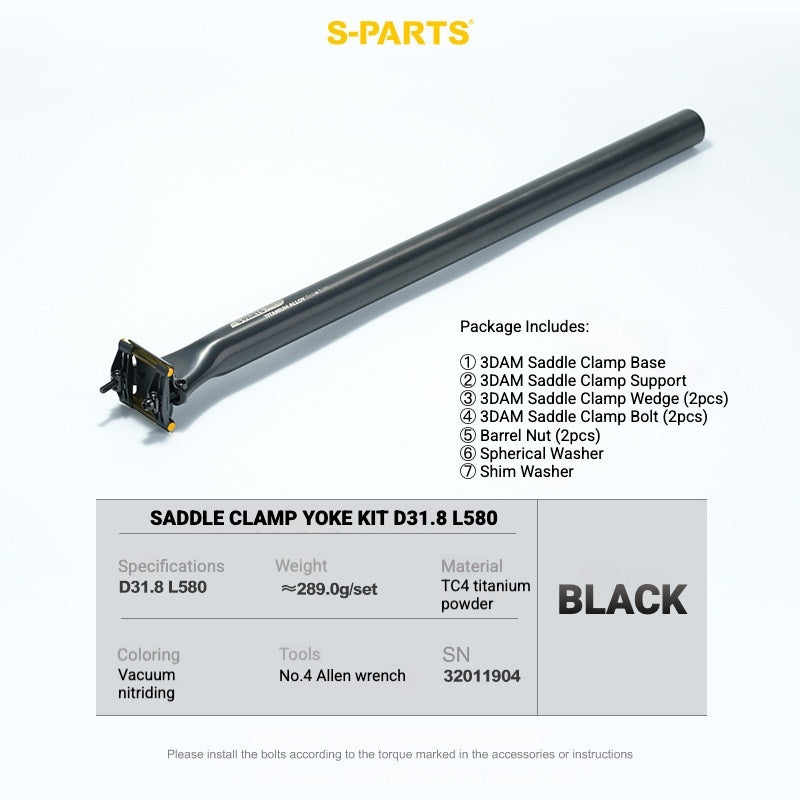 S-PARTS 3DAM Titanium Saddle Clamp Yoke Kit – Lightweight 3D Printed Titanium Upgrade