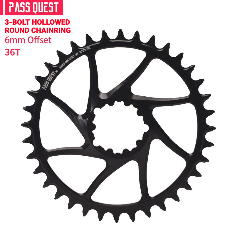 PASS QUEST DUB / GXP 3-Bolt Direct Mount Narrow-Wide MTB Chainring | 6mm Offset 28T–46T