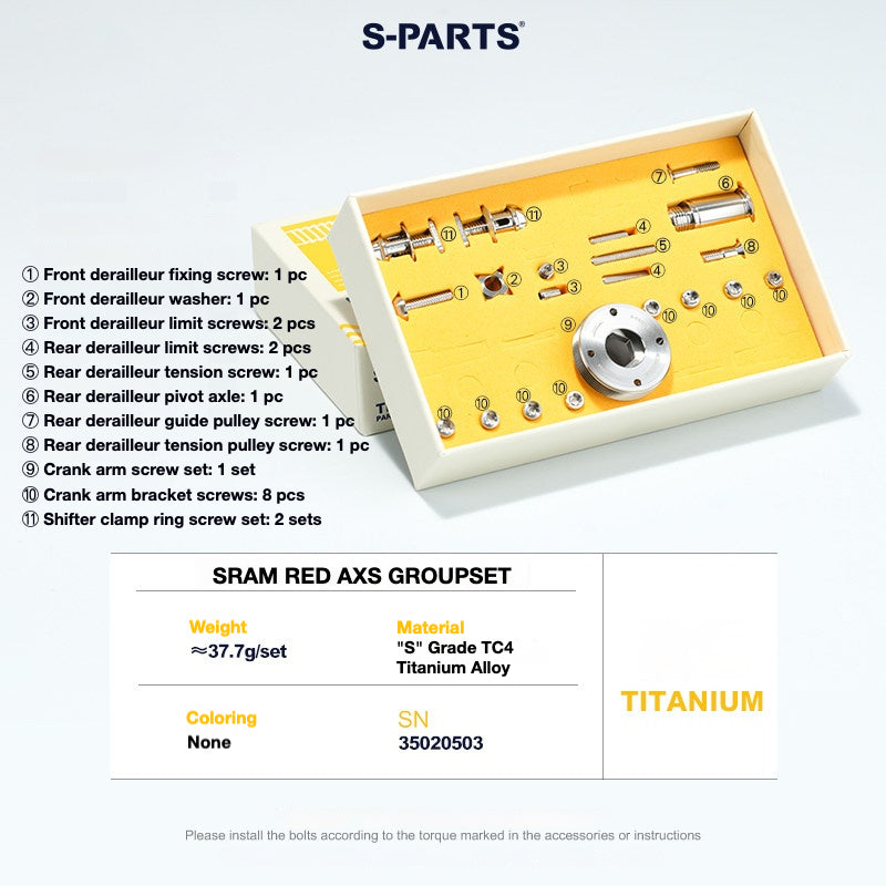 S-PARTS Titanium Drivetrain Hardware – SRAM RED AXS E1 Compatible Upgrade Kit