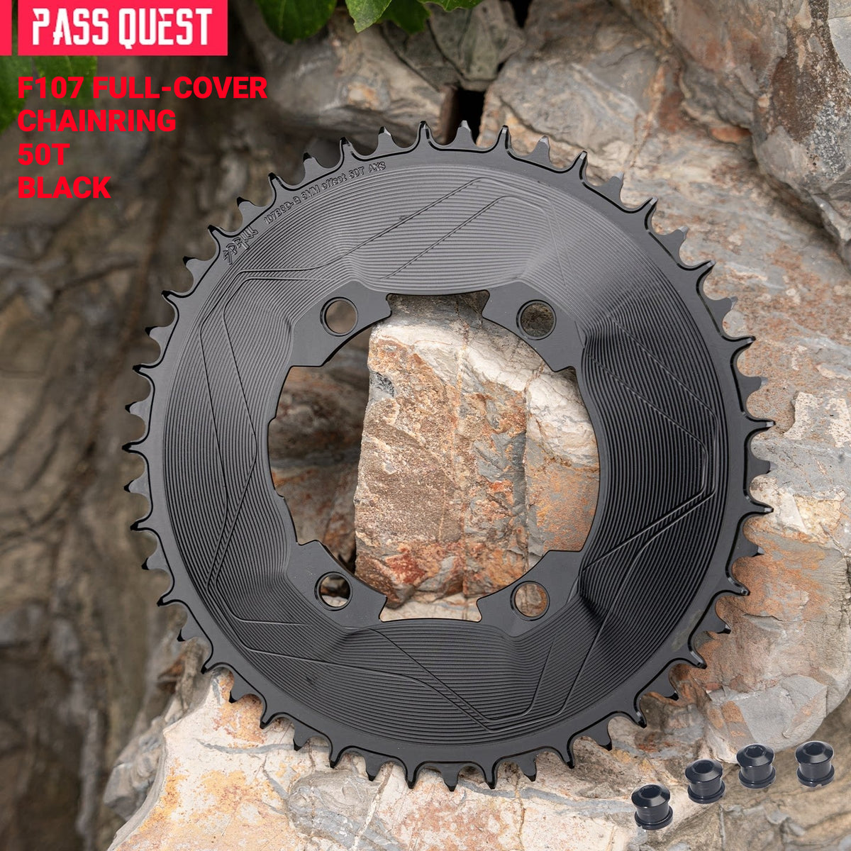 PASS QUEST 107 BCD Narrow-Wide Aero Chainring for Quarq D1 Power Meter | SRAM AXS 12-Speed | 40T–60T