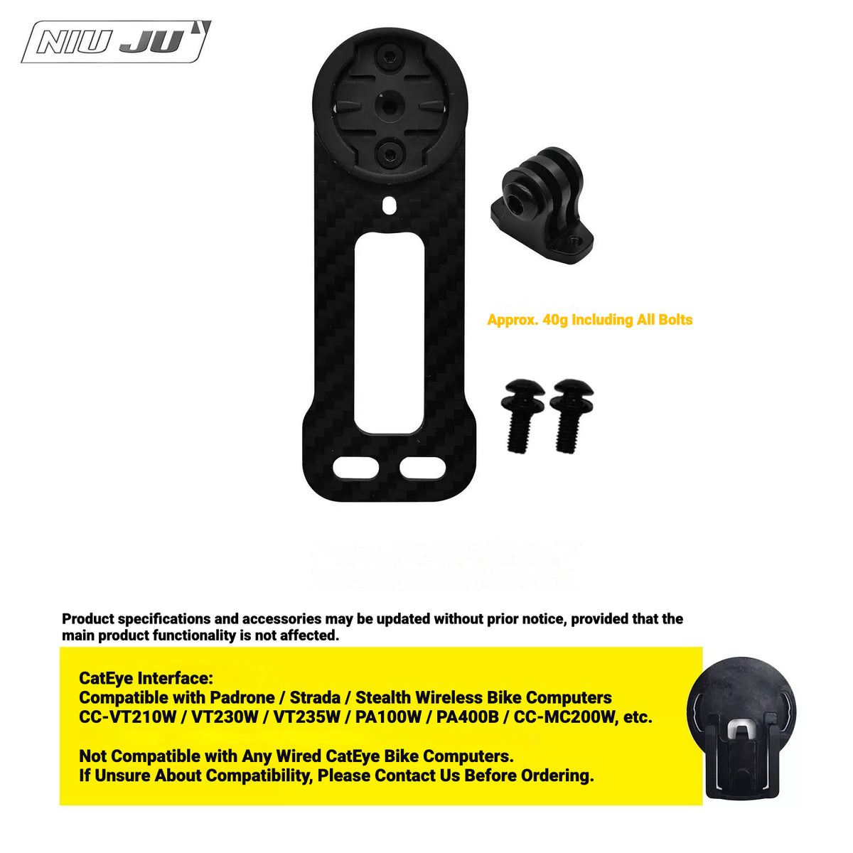 NIUJU CNC Aluminum Computer Mount for 2021 JAVA J-AIR FUOCO DECA Carbon Integrated Handlebar | Garmin Wahoo