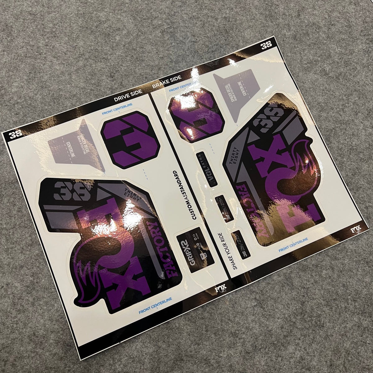 Custom Decal Kit for 2025 FOX 38 FACTORY Fork | Waterproof MTB Suspension Stickers | GRIP X2