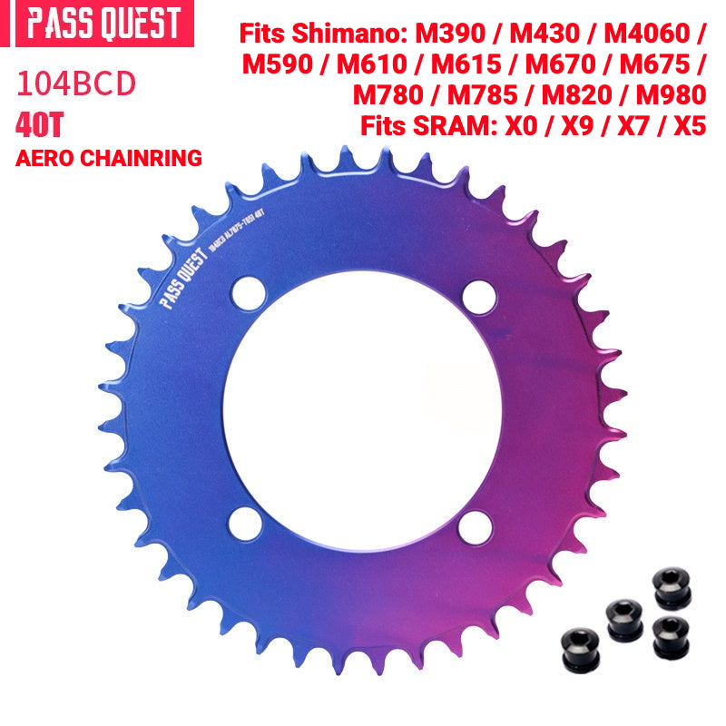 PASS QUEST 104BCD Full-Profile Narrow-Wide Chainring | Shimano XT / SLX 1x MTB 32T–40T