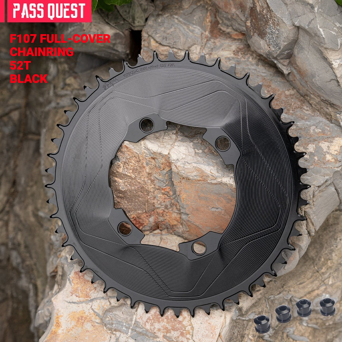 PASS QUEST 107 BCD Narrow-Wide Aero Chainring for Quarq D1 Power Meter | SRAM AXS 12-Speed | 40T–60T