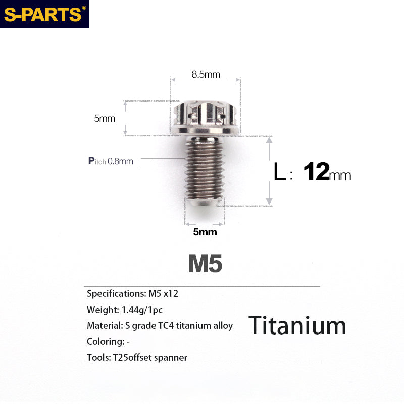 S-PARTS Série A3 Vis et Boulons Standard en Alliage de Titane M5 pour Motos et Voitures